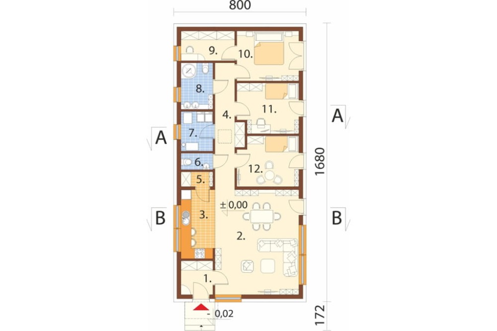 Projekt domu Rodanos DM-6890, jednorodzinny parterowy, niepodpiwniczony,bez garażu - rzut parteru