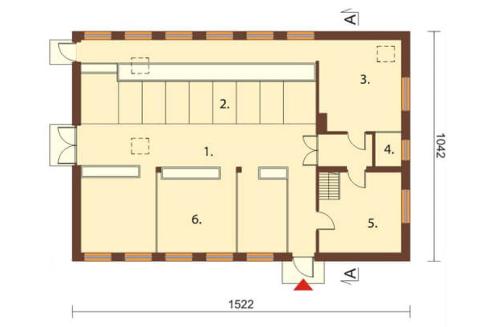 Projekt obory, chlewni ZG-04, parterowy ze strychem, bez podpiwniczenia - rzut parteru