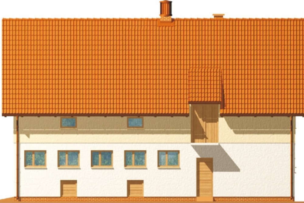 Projekt obory, chlewni ZG-04, parterowy ze strychem, bez podpiwniczenia - elewacja frontowa