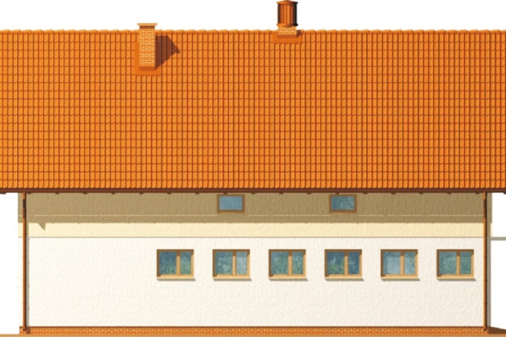 Projekt obory, chlewni ZG-04, parterowy ze strychem, bez podpiwniczenia - elewacja ogrodowa