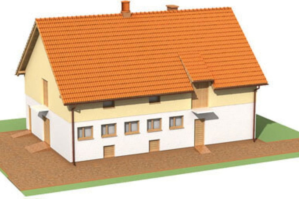 Projekt obory, chlewni ZG-04, parterowy ze strychem, bez podpiwniczenia - model