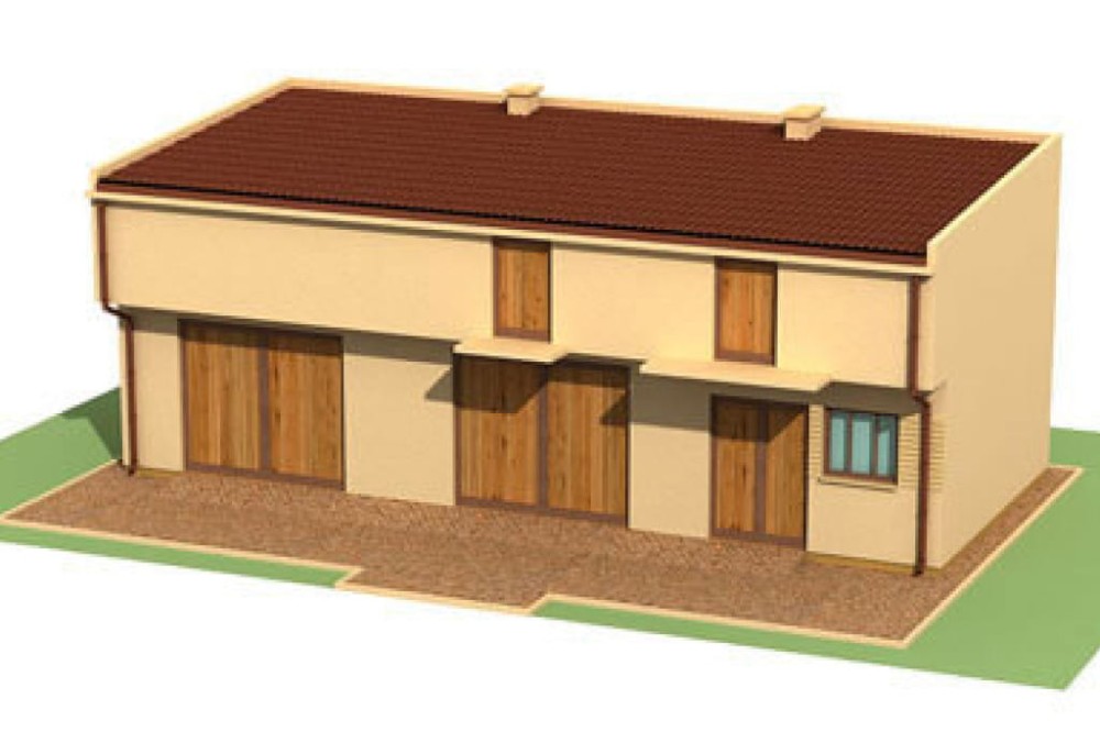 Projekt budynku gospodarczo-garażowego ZG-26, parterowy ze strychem, bez podpiwniczenia - model