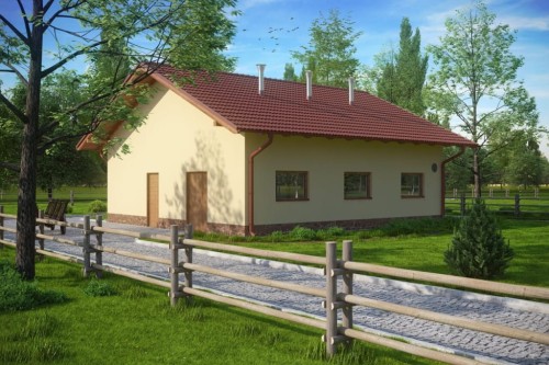 Projekt chlewni LZG-75, parterowy, niepodpiwniczony, bez poddasza - kolorystyka wersja 2