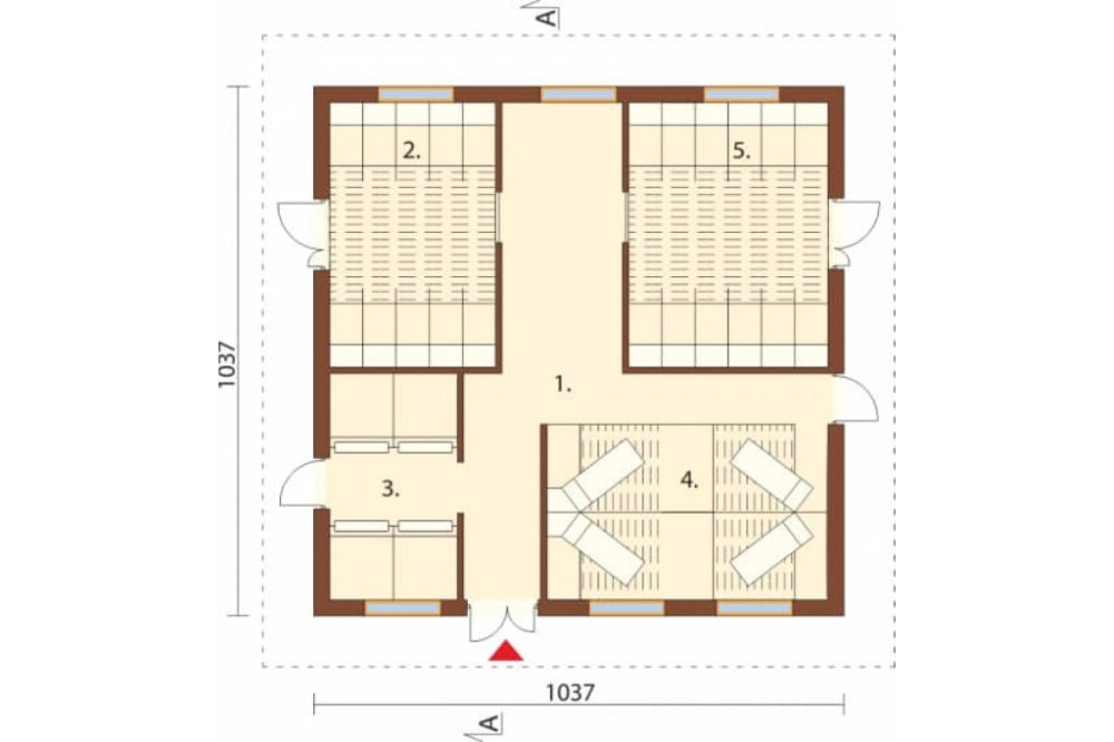 Projekt chlewni LZG-75, parterowy, niepodpiwniczony, bez poddasza - rzut parteru