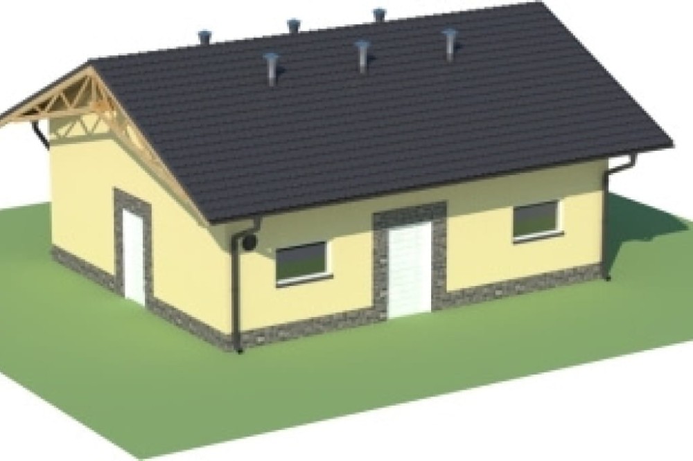 Projekt chlewni LZG-63, parterowy, niepodpiwniczony, bez poddasza - model