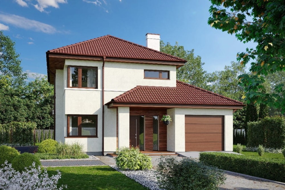 Projekt domu Mursa 2 L-6801, piętrowy, niepodpiwniczony, z garażem jednostanowiskowym - kolorystyka wersja 3