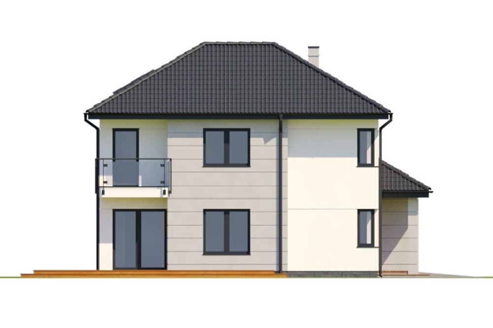 Projekt domu Mursa 2 L-6801, piętrowy, niepodpiwniczony, z garażem jednostanowiskowym - wizualizacja elewacji lewej