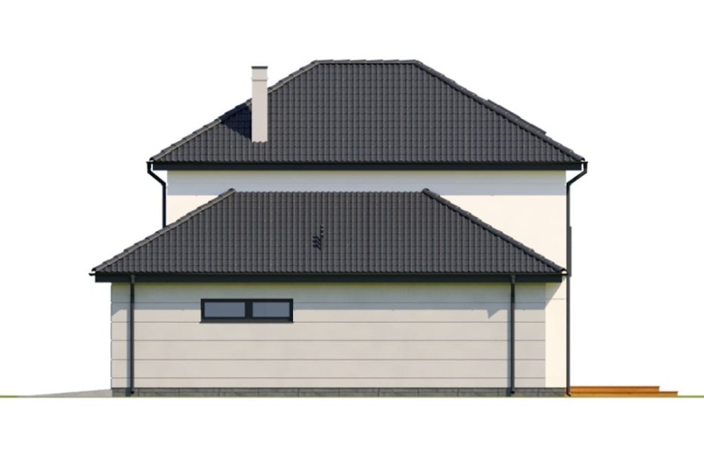 Projekt domu Mursa 2 L-6801, piętrowy, niepodpiwniczony, z garażem jednostanowiskowym - wizualizacja elewacji prawej