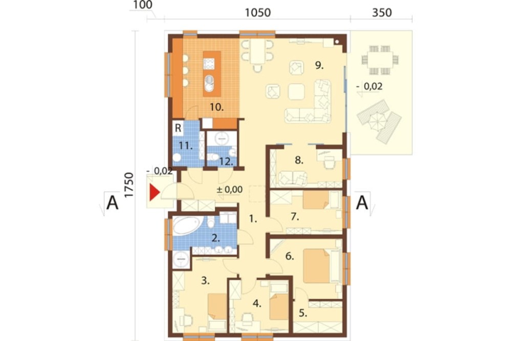 Projekt domu L-6788 - rzut parteru