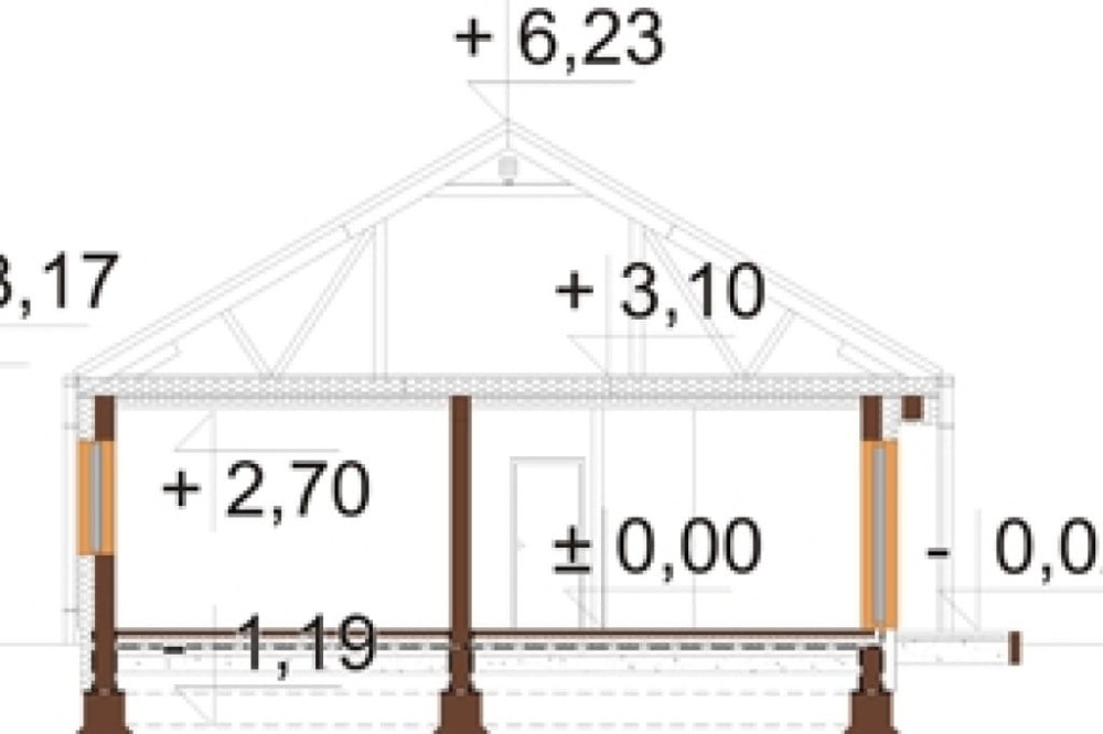 Projekt domu L-6788 - przekrój A-A