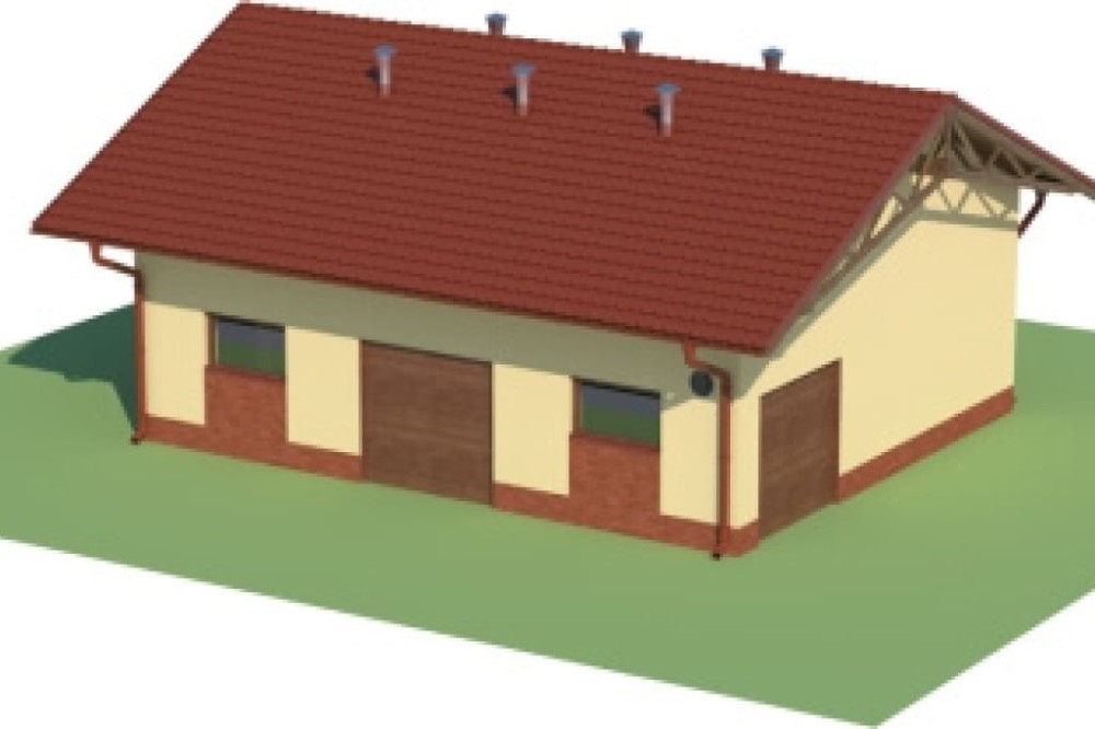 Projekt obory ZG-65, parterowy, niepodpiwniczony, bez poddasza - model