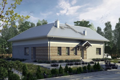 Projekt domu Rido DM-6751, parterowy, niepodpiwniczony, bez garażu-kolorystyka wersja 1