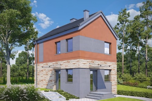 Projekt domu Egara 2 L-6652, piętrowy, podpiwniczony - kolorystyka wersja 2