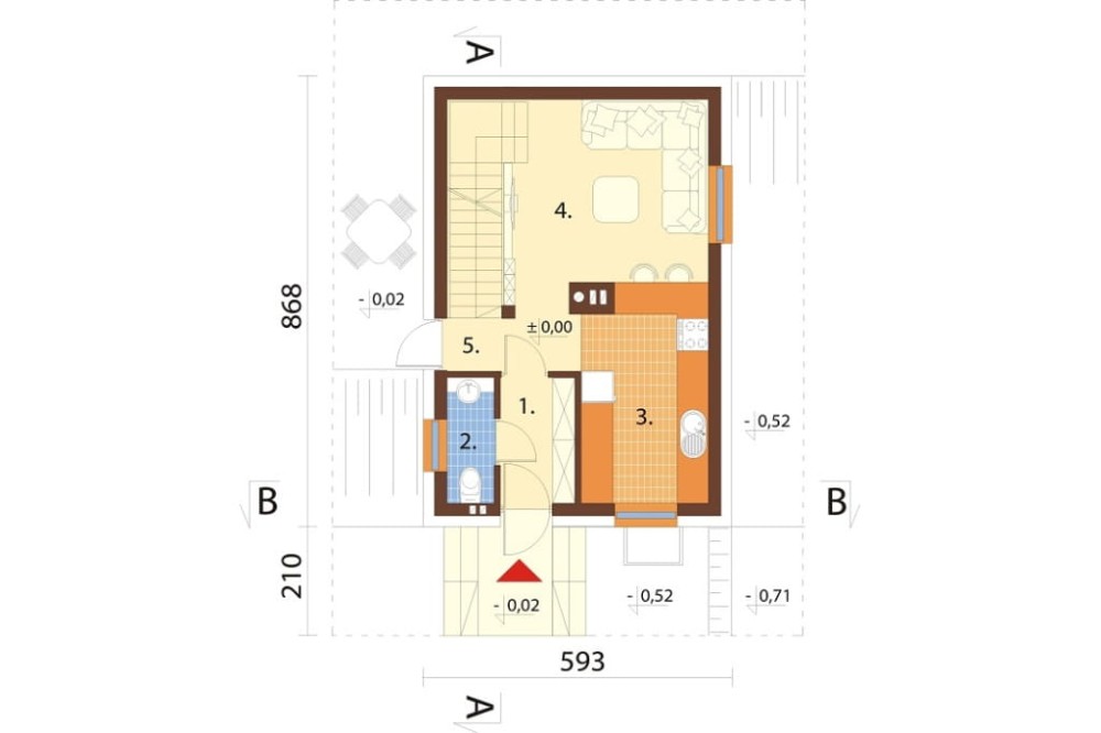 Projekt domu Egara 2 L-6652, piętrowy, podpiwniczony -  rzut parteru