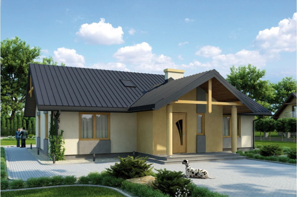 Projekt domu Werynia L-6141, parterowy, bez podpiwniczenia, bez garażu - kolorystyka wersja 2