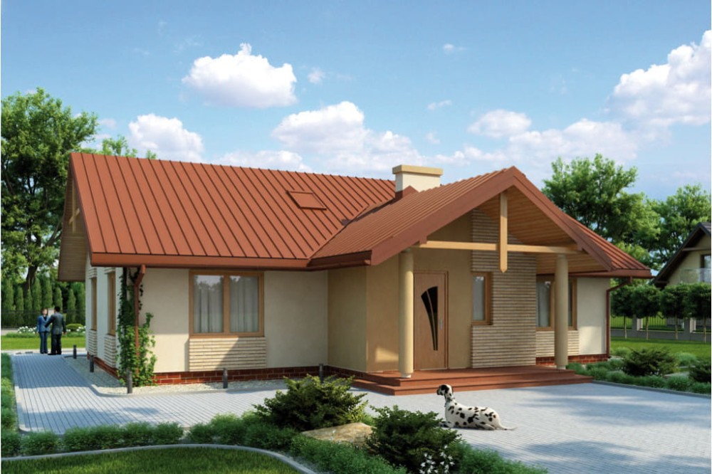 Projekt domu Werynia L-6141, parterowy, bez podpiwniczenia, bez garażu - kolorystyka wersja 3