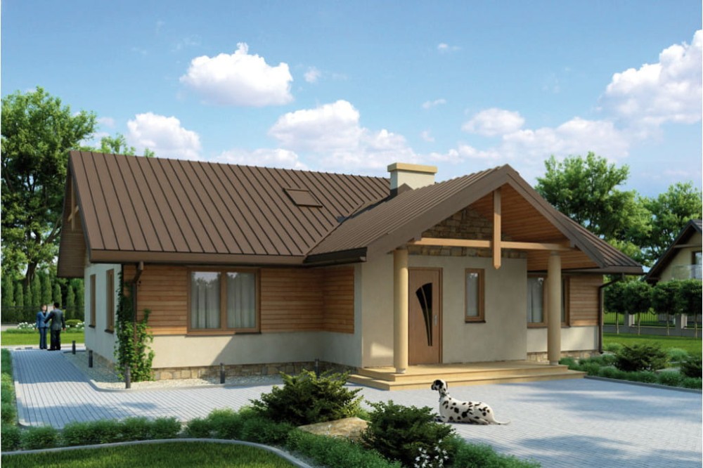 Projekt domu Werynia L-6141, parterowy, bez podpiwniczenia, bez garażu - kolorystyka wersja 4