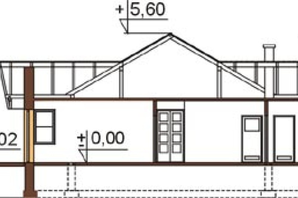 Projekt domu Werynia L-6141, parterowy, bez podpiwniczenia, bez garażu - przekrój A-A