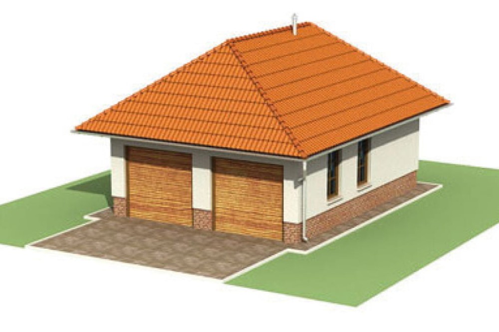 Projekt garażu dwustanowiskowego LZG-39, parterowy, bez podpiwniczenia, bez poddasza - model