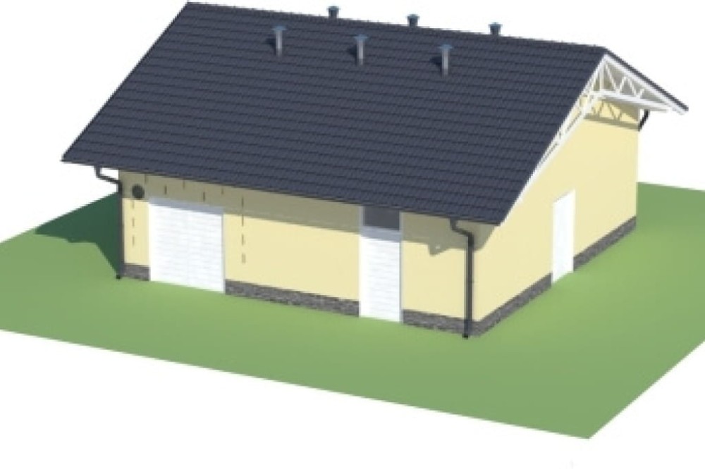 Projekt stajni LZG-79, parterowy, niepodpiwniczony, bez poddasza - model