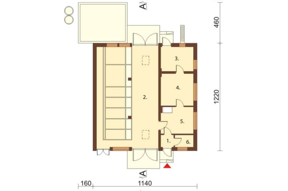 Projekt obory, kurnika ZG-06, parterowy ze strychem, bez podpiwniczenia - rzut parteru
