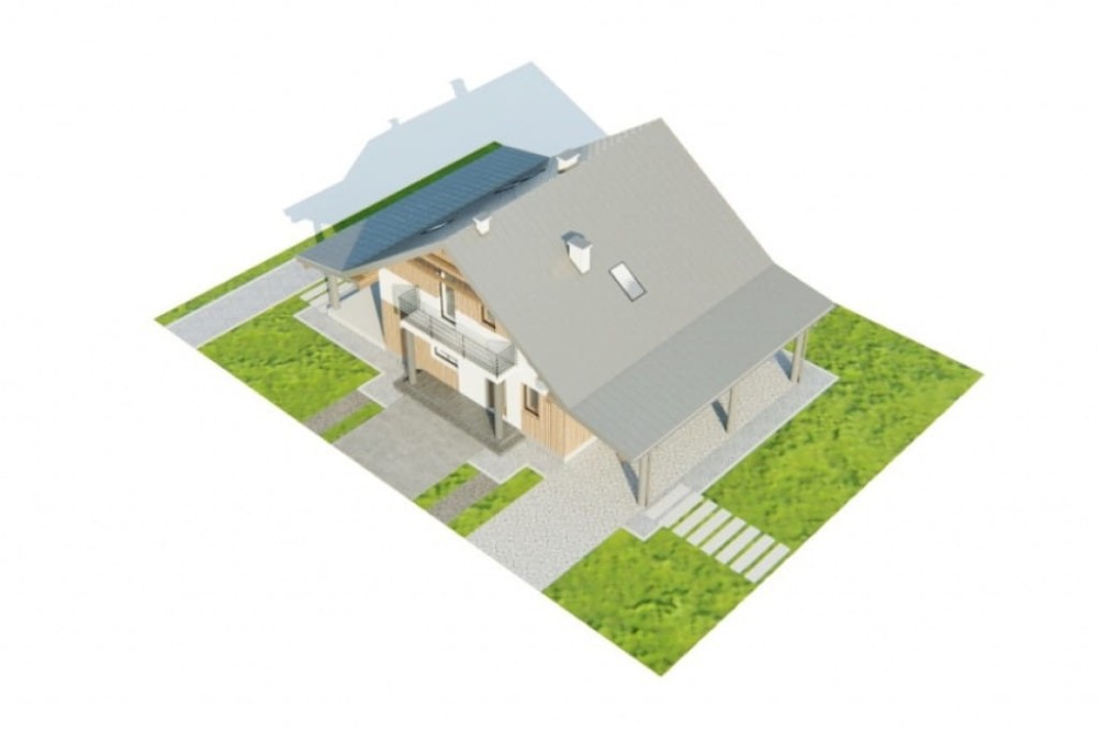 Projekt domu Entro 2 L-6755, parterowy z poddaszem użytkowym, z wiatą garażową, niepodpiwniczony - model