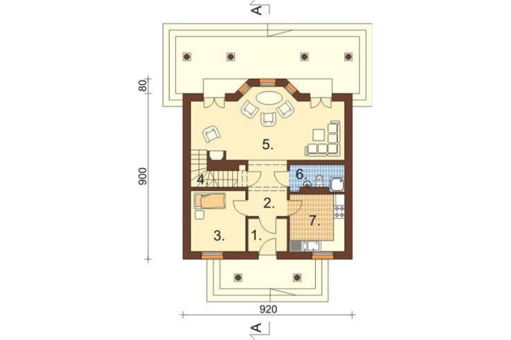Projekt domu Przybysławice DM-5530, parterowy z poddaszem mieszkalnym, częściowo podpiwniczony -  rzut parteru