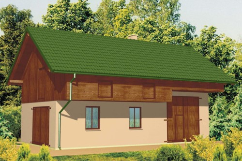 Projekt wozownii ZG-15, parterowy, ze strychem, niepodpiwniczony - kolorystyka wersja 2