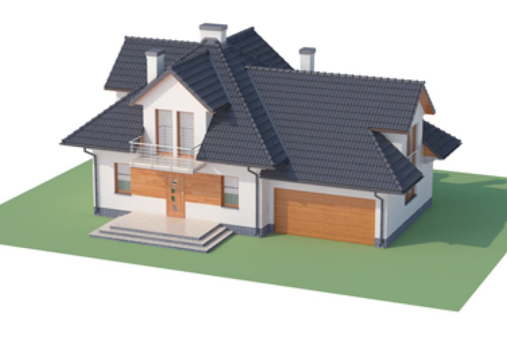 Projekt domu Korabie 2 L-6341, parterowy z poddaszem mieszkalnym, garażem, częściowo podpiwniczony - model