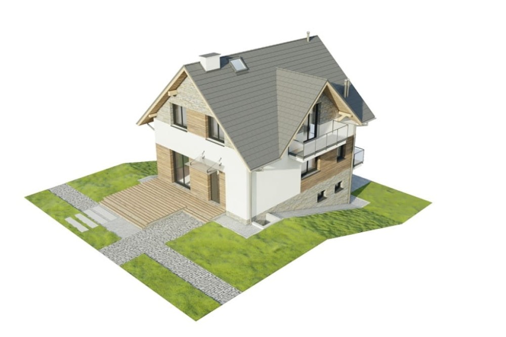 Projekt domu Cyrene DM-6767, parterowy z poddaszem użytkowym, piwnicą i garażem dwustanowiskowym - model