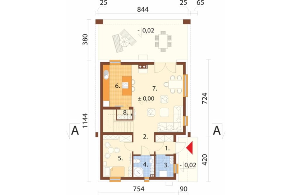 Projekt domu DM-6872  - rzut parteru