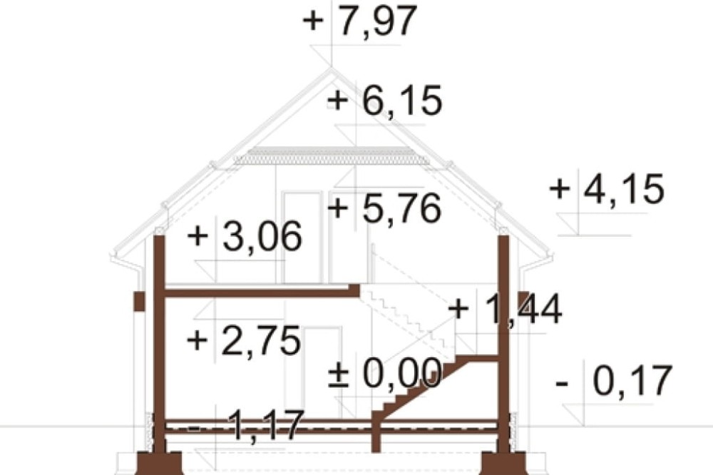 Projekt domu DM-6872  - przekrój A-A