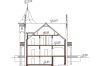 Projekt domu Sokołowiec 2 RWL-03, piętrowy z poddaszem użytkowym, z garażem czterostanowiskowym, częściowo podpiwniczony - przekrój A-A