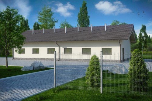 Projekt tuczarnii LZG-82, parterowy, niepodpiwniczony, bez poddasza - kolorystyka wersja 2