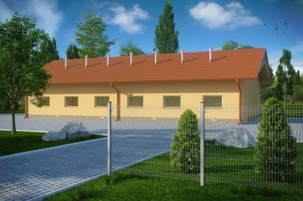 Projekt tuczarnii LZG-82, parterowy, niepodpiwniczony, bez poddasza - kolorystyka wersja 3