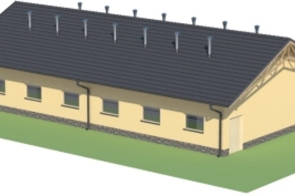 Projekt tuczarnii LZG-82, parterowy, niepodpiwniczony, bez poddasza - model