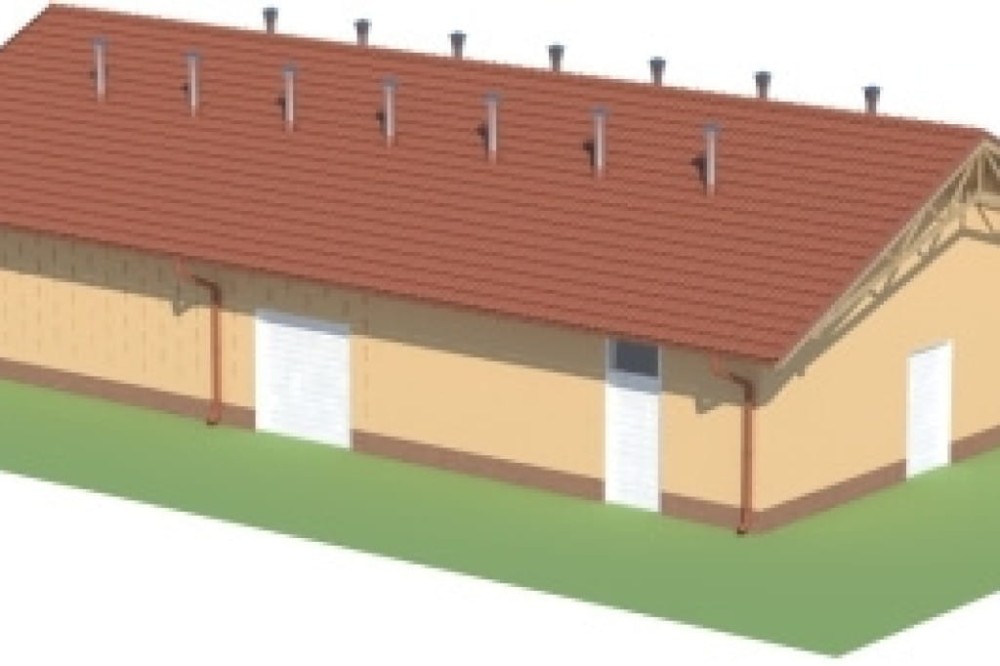 Projekt stajnii LZG-84,  parterowy, niepodpiwniczony - model