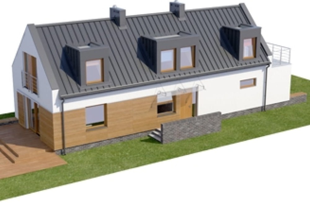 Projekt domu Tumlin 2 L-6417, parterowy z poddaszem użytkowym i garażem dwustanowiskowym -model