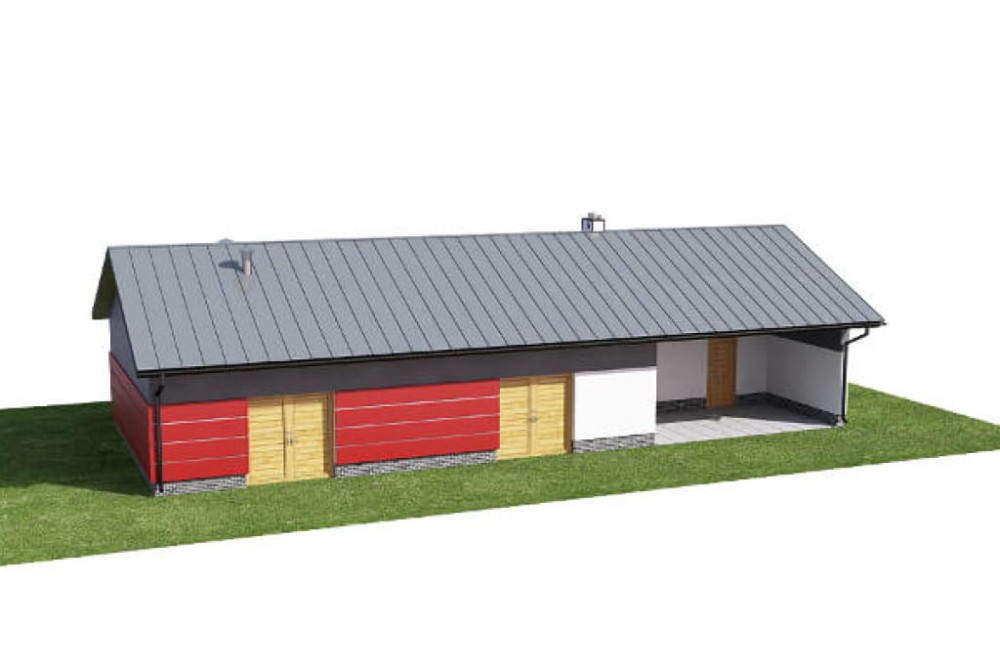 Projekt budynku gospodarczego LZG-92, parterowy, niepodpiwniczony, bez garażu  - model
