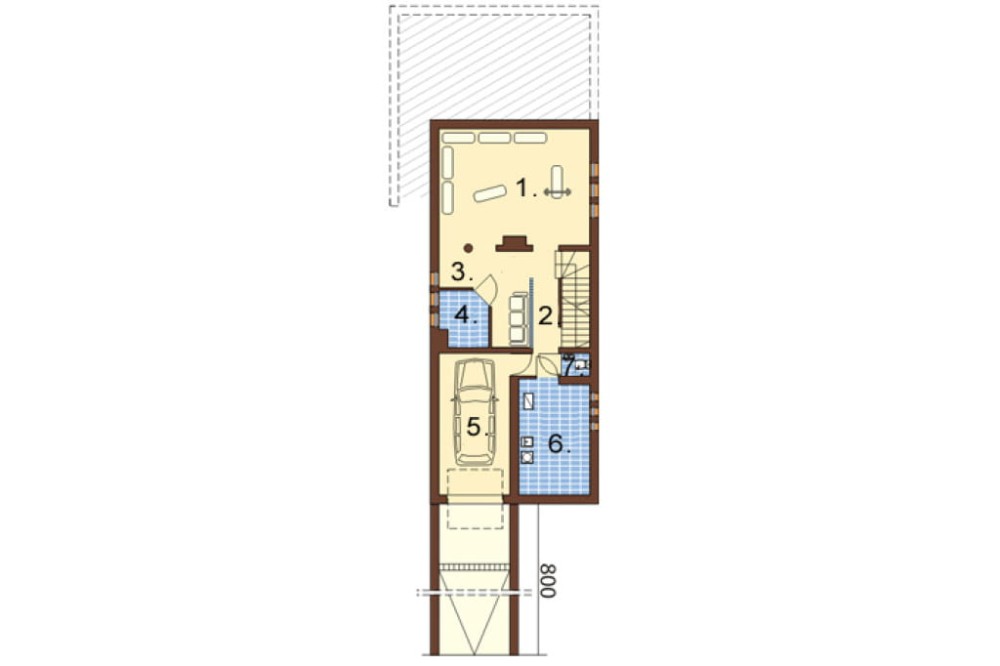 Projekt domu Okszów 2 L-6195, trzypiętrowy, podpiwniczony z garażem - rzut piwnicy