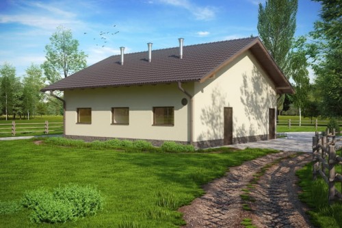Projekt tuczarni LZG-76, parterowy, niepodpiwniczony, bez poddasza - kolorystyka wersja 2