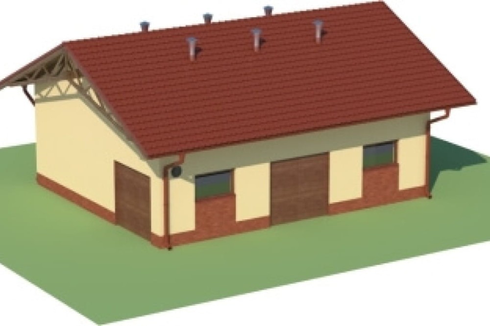 Projekt obory LZG-65, parterowy, niepodpiwniczony, bez poddasza - model