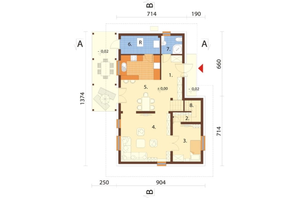 Projekt domu Venta DM-6809, parterowy, z poddaszem użytkowym, niepodpiwniczony, bez garażu - rzut parteru
