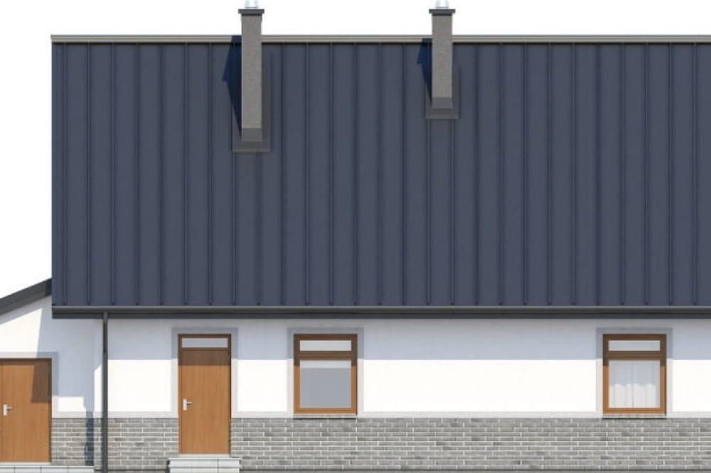 Projekt domu Chociejów N DM-6149 N, parterowy z poddaszem mieszkalnym, z garażem, częściowo podpiwniczony - elewacja ogrodowa