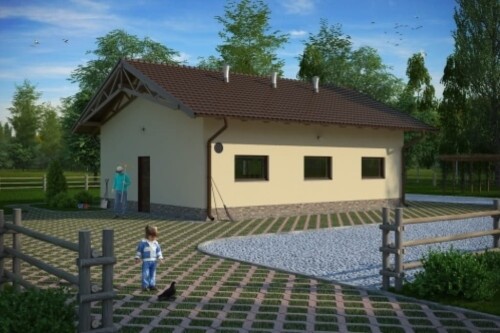 Projekt tuczarni LZG-64,  parterowy, niepodpiwniczony, bez poddasza - kolorystyka wersja 1