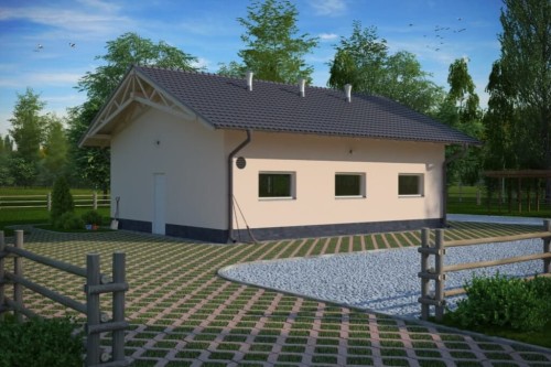 Projekt tuczarni LZG-64,  parterowy, niepodpiwniczony, bez poddasza - kolorystyka wersja 2