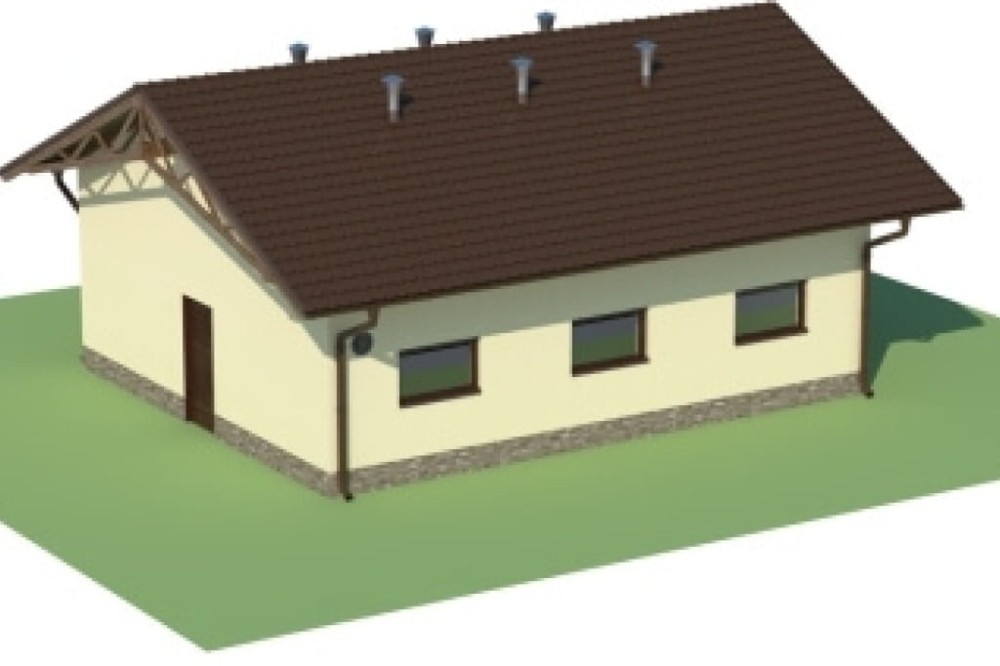 Projekt tuczarni LZG-64,  parterowy, niepodpiwniczony, bez poddasza - model