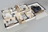 Projekt domu Adra DM-6856, parterowy, niepodpiwniczony,  z garażem dwustanowiskowym - rzut 3D parteru