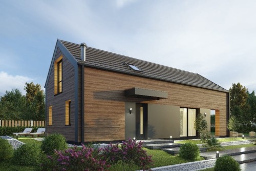 Projekt domu Ovallum 2 L-6805,  parterowy z poddaszem użytkowym, niepodpiwniczony, bez garażu - kolorystyka wersja 1