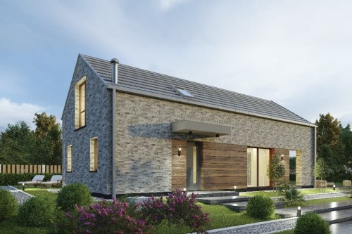 Projekt domu Ovallum 2 L-6805,  parterowy z poddaszem użytkowym, niepodpiwniczony, bez garażu - kolorystyka wersja 2